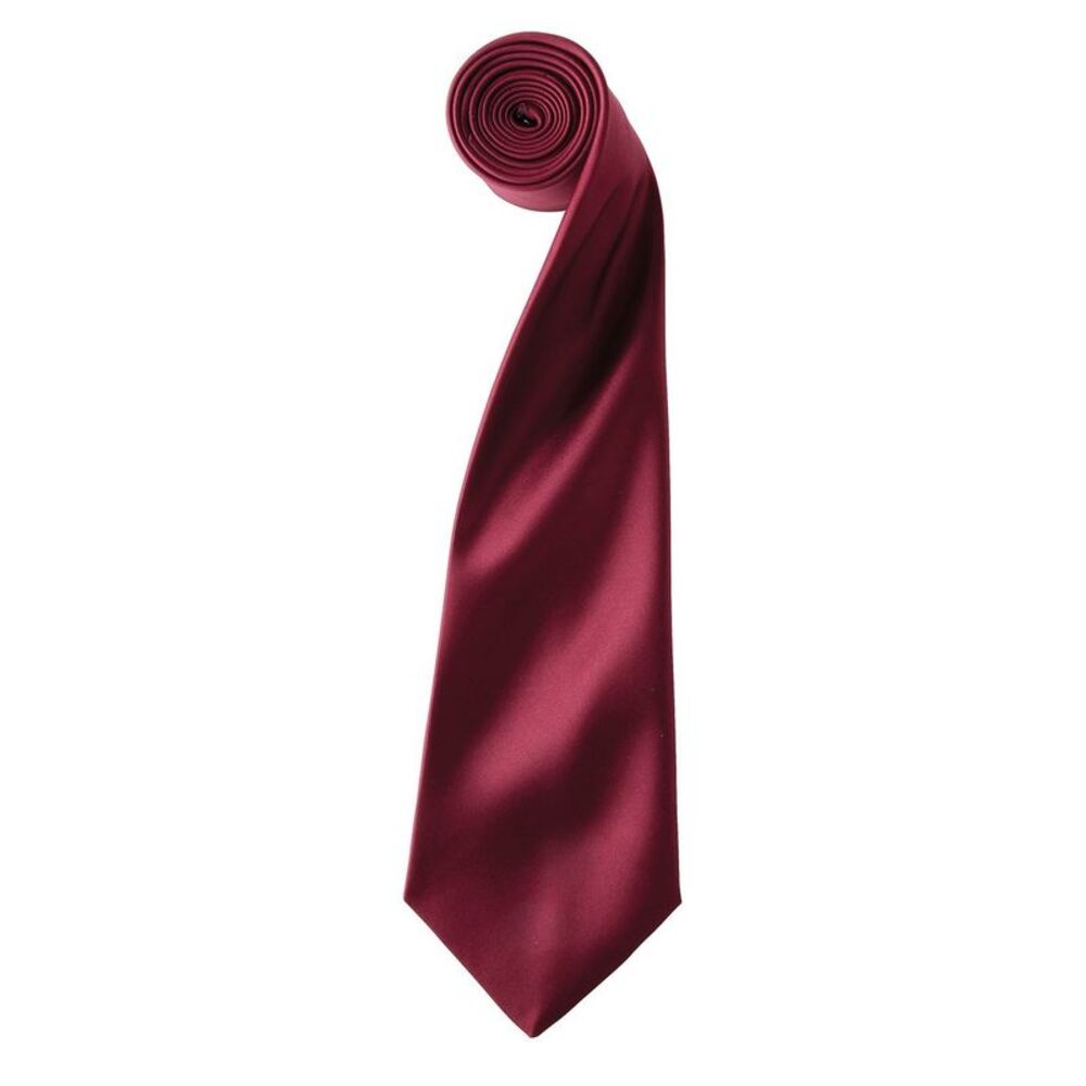 Premier Unisex Adult Colours Satin Tie / Burgundy